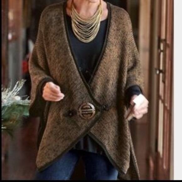 Soft Surroundings Women's Mei Ling Cape Poncho Sweater One Size - Picture 1 of 13